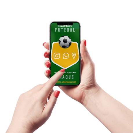 Cartão de Visita Digital e Interativo Mãos P Escolinha de Futebol