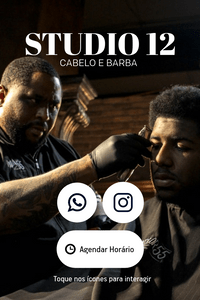 Cartão de Visita Digital Interativo 360tools CVODITKAT2 Studio 12 Cabelo e Barba Barbearia